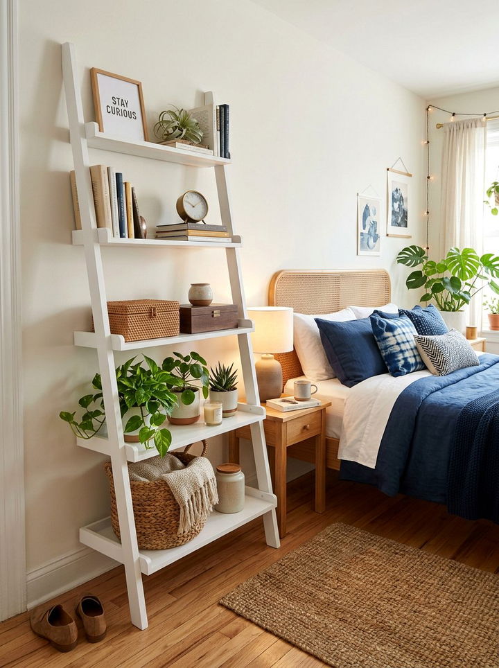 Ladder Bedside Shelf - 30 bedroom narrow nightstands