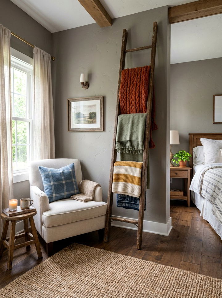 Ladder Blanket Rack Bedroom - 30 repurposed bedroom ideas