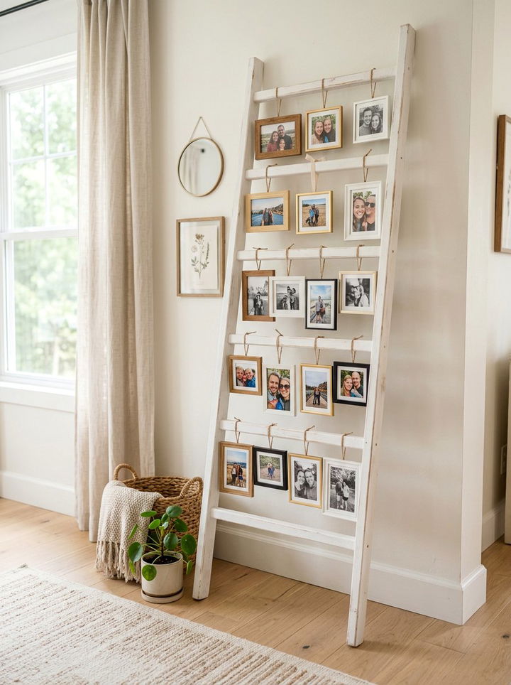 Ladder Picture Display - 30 bedroom photo displays