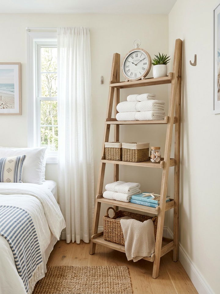 Ladder Shelf - 30 bedroom clever storage ideas