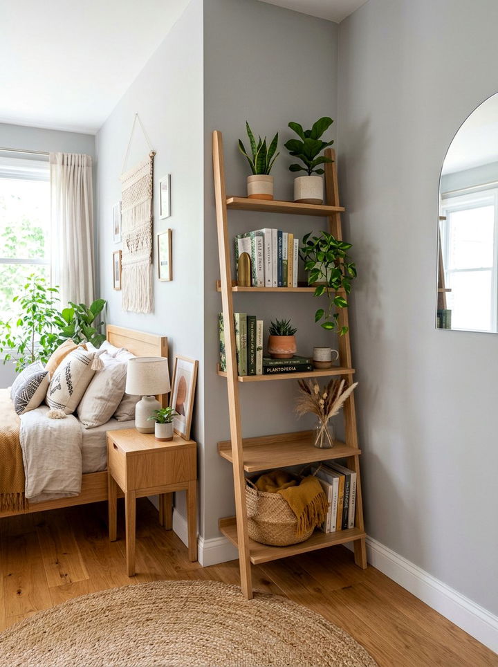 Ladder Shelf - 30 tiny bedroom ideas