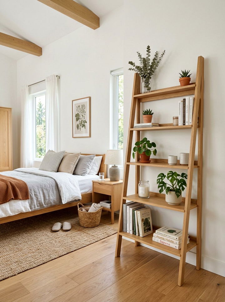 Ladder Shelf Decor - 30 no damage bedroom ideas