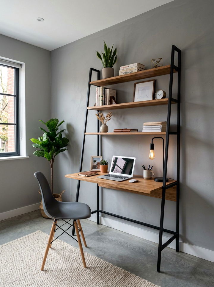 Ladder Shelf Desk - 30 bedroom study desk ideas