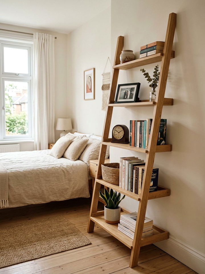 Ladder Shelf For Bedroom - 30 bedroom storage tips