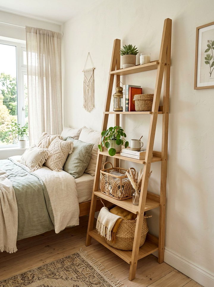 Ladder Shelf Nightstand - 30 bedroom nightstand ideas