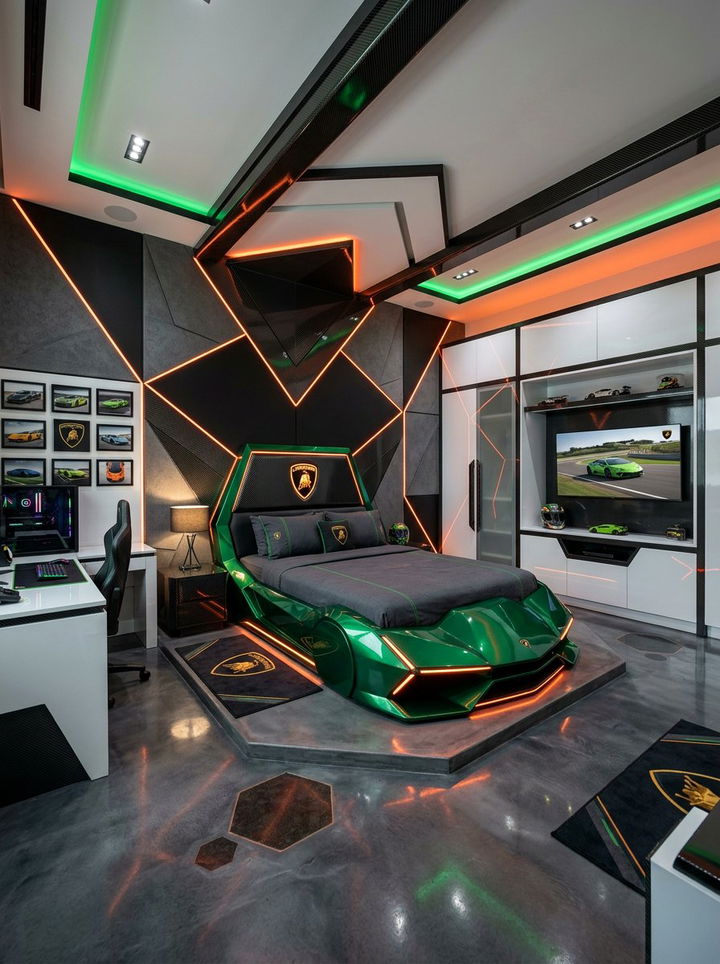 Lamborghini Supercar Room - 30 car themed bedroom ideas