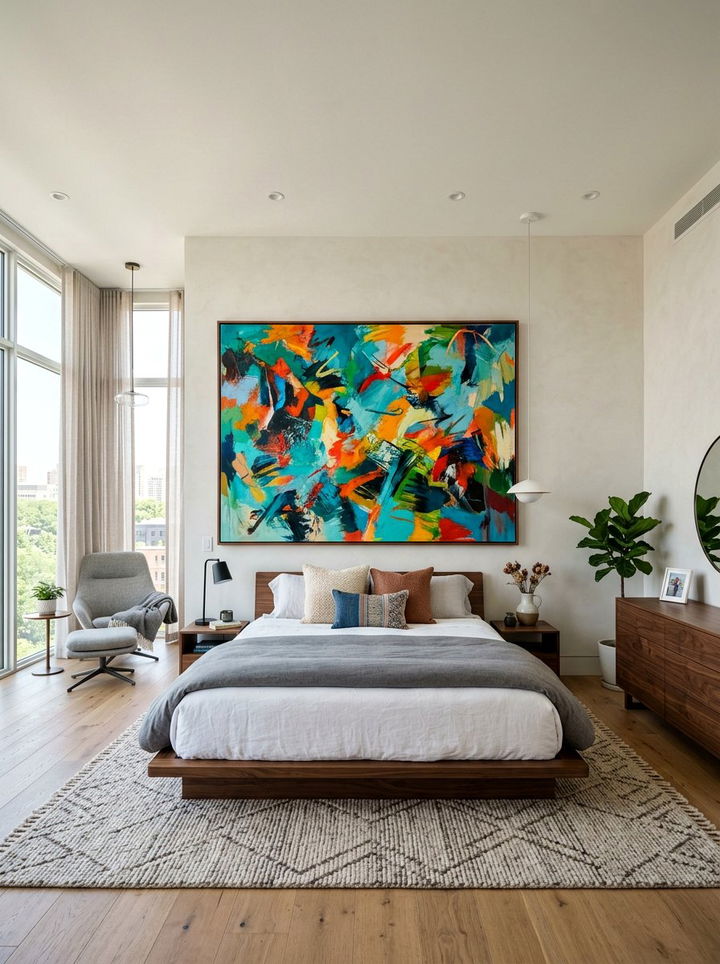 Large Abstract Art - 30 dramatic bedroom ideas