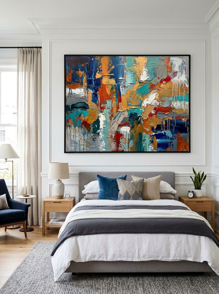 Large Abstract Painting - 30 Parisian bedroom ideas