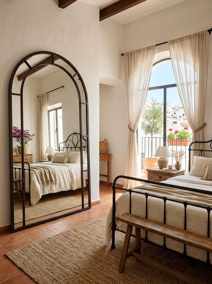 Large Arched Mirrors - 30 Mediterranean bedroom ideas
