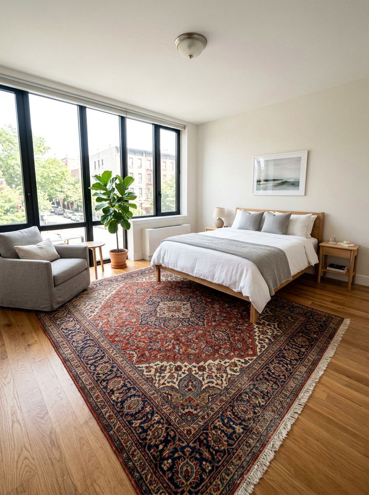 Large Bedroom Rug - 30 rental apartment bedroom ideas