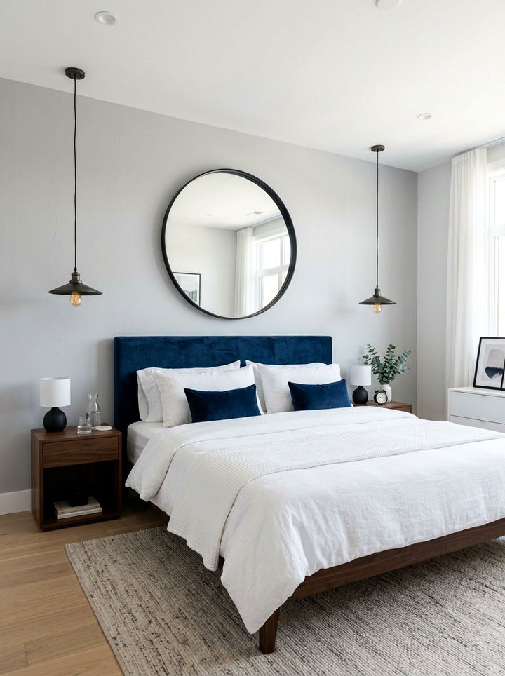 Large Black Round Mirror Over Bed - 30 bedroom round mirrors