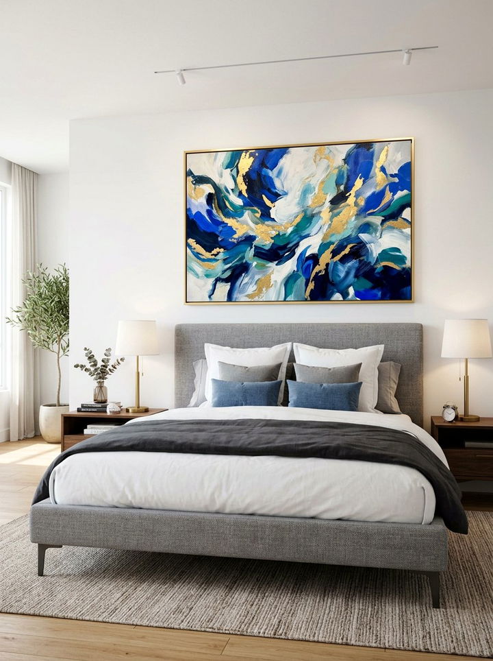 Large Canvas Art Above Bed - 30 bedroom focal point ideas
