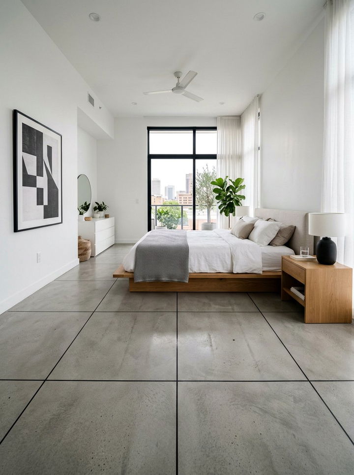 Large Format Concrete Tile - 30 concrete bedroom ideas