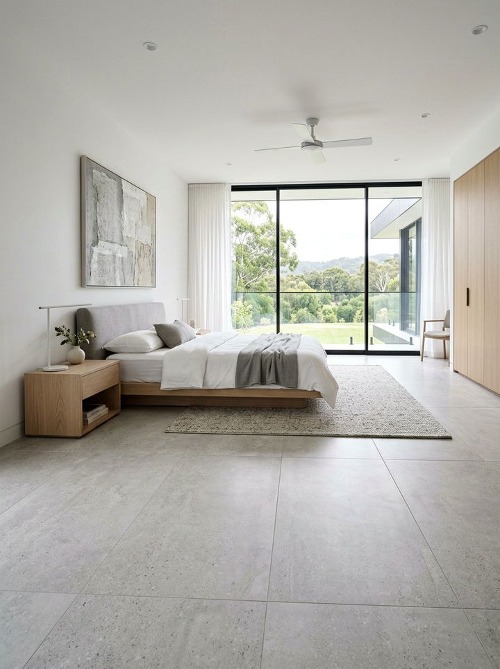 Large Format Porcelain Tile - 30 bedroom tile ideas