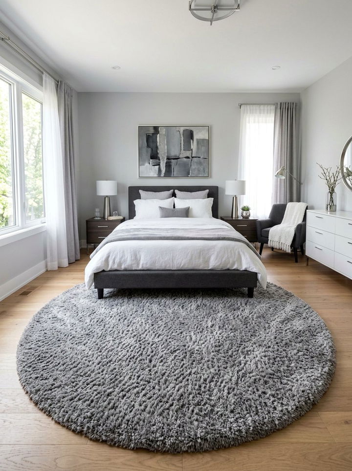Large Gray Shag Round Rug - 30 bedroom round rugs