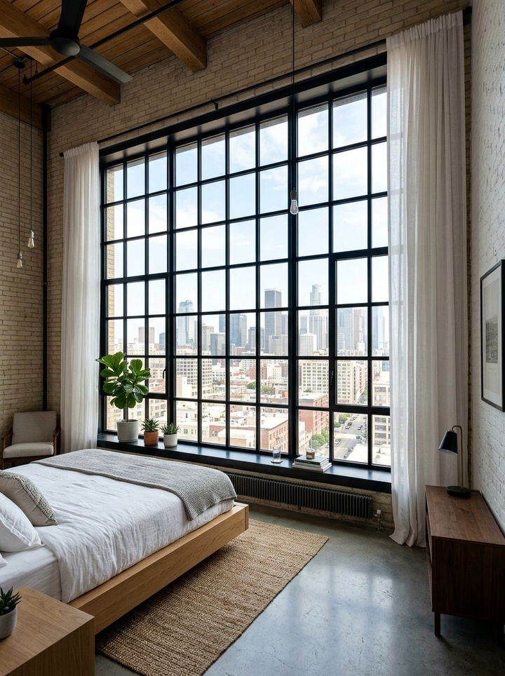 Large Industrial Window - 30 warehouse bedroom ideas
