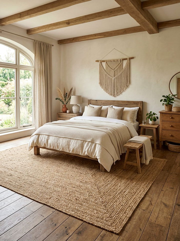 Large Jute Rug Bedroom - 30 bohemian cream bedroom ideas