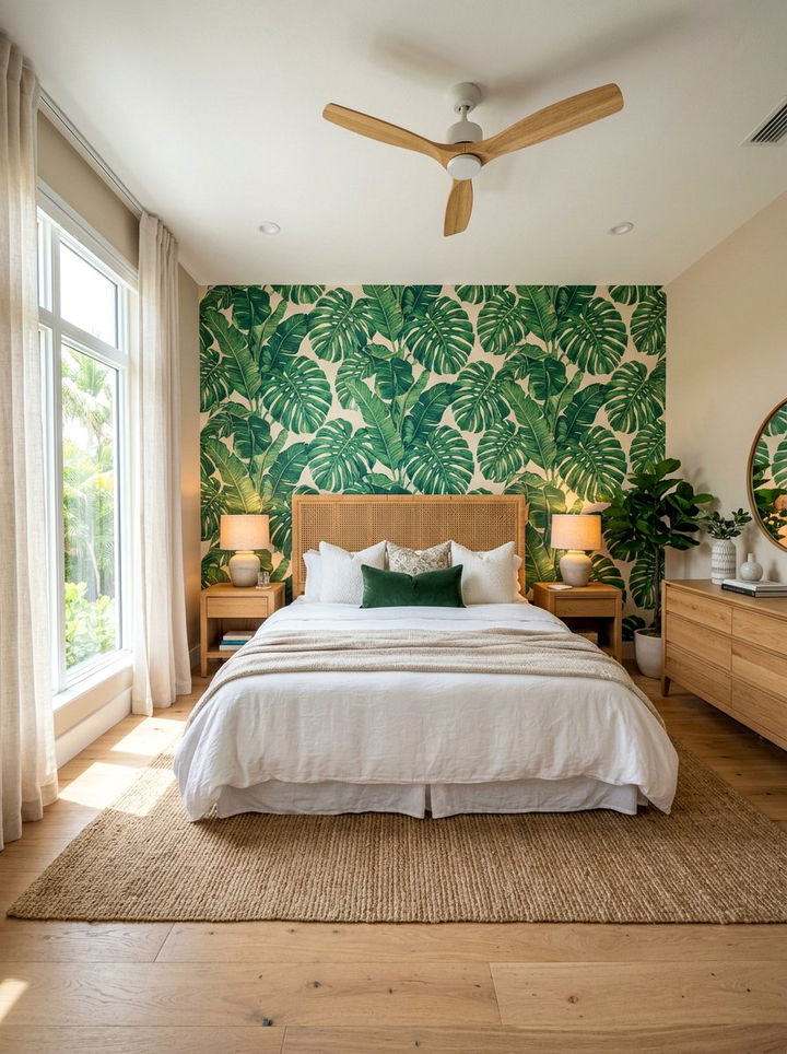 Large Palm Leaf Wallpaper - 30 bedroom tropical wallpapers