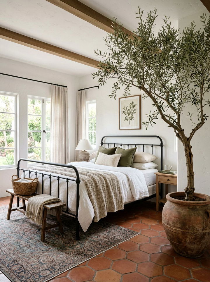 Large Potted Olive Trees - 30 Mediterranean bedroom ideas