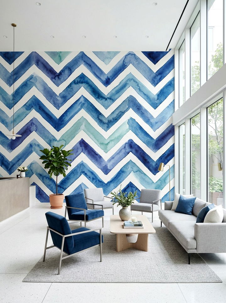 Large Scale Chevron Wall Mural - 30 bedroom chevron wall ideas