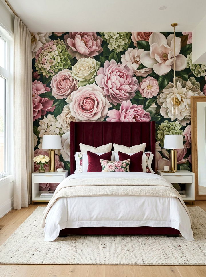 Large Scale Floral Bedroom - 30 bedroom bold wallpapers