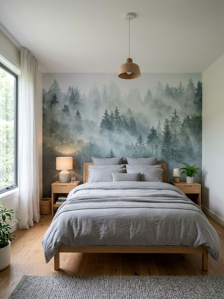 Large Scale Mural - 30 bedroom accent wall ideas