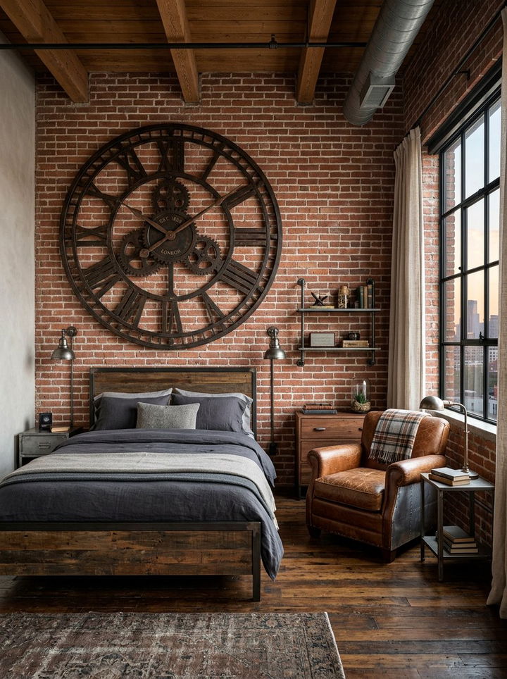 Large Wall Clock - 30 bedroom wall decor ideas
