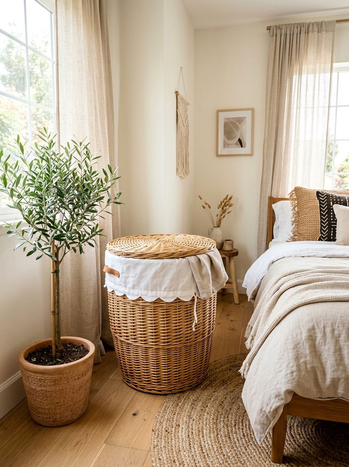 Large Wicker Laundry Hamper - 30 bedroom storage baskets