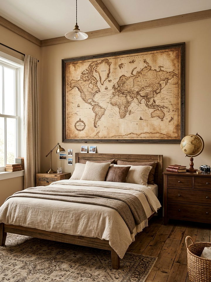 Large World Map - 30 bedroom wall decor ideas