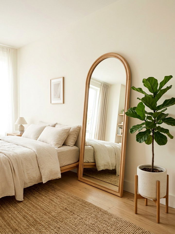 Large arched floor mirror - 30 bedroom leaning mirrors