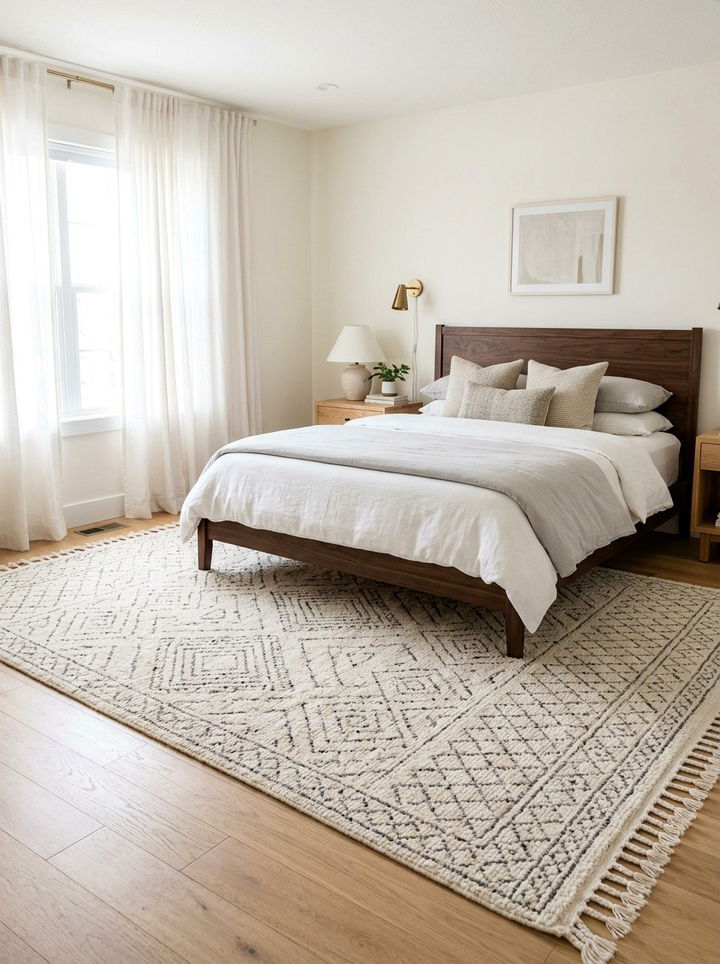 Large area rug - 30 no drill bedroom ideas