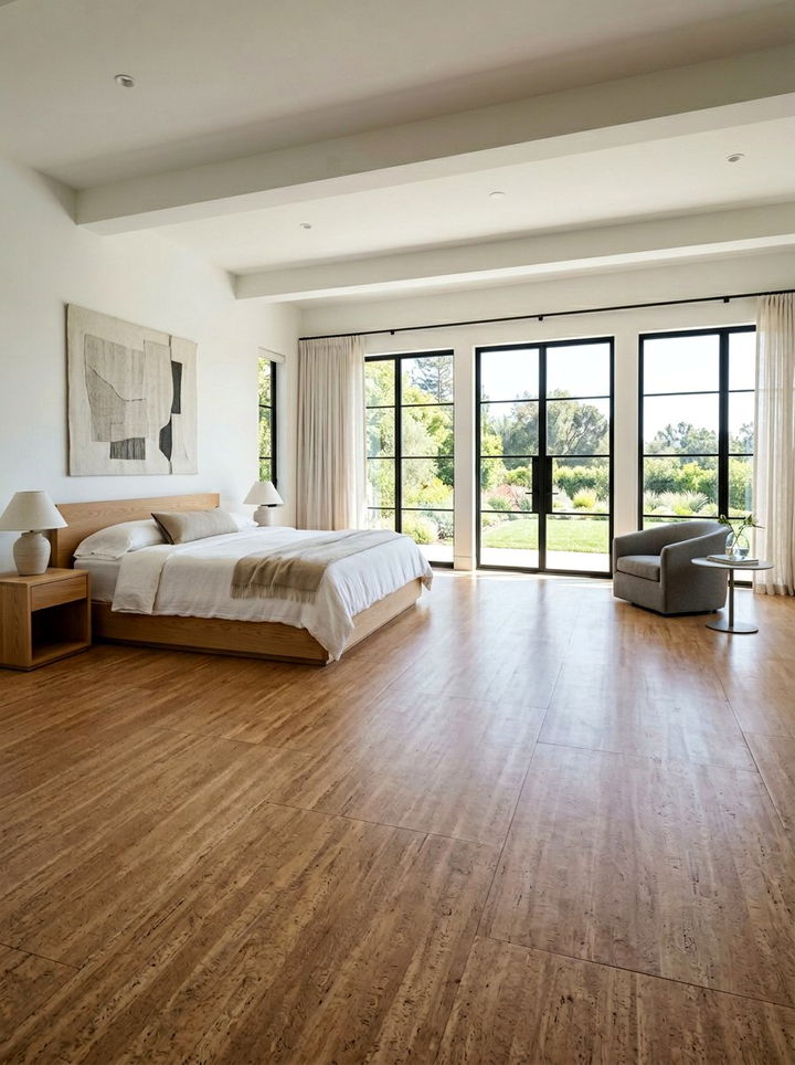 Large cork floor tiles - 30 bedroom cork flooring ideas