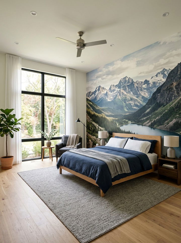 Large scale mural wallpaper bedroom - 30 bedroom wallpaper ideas