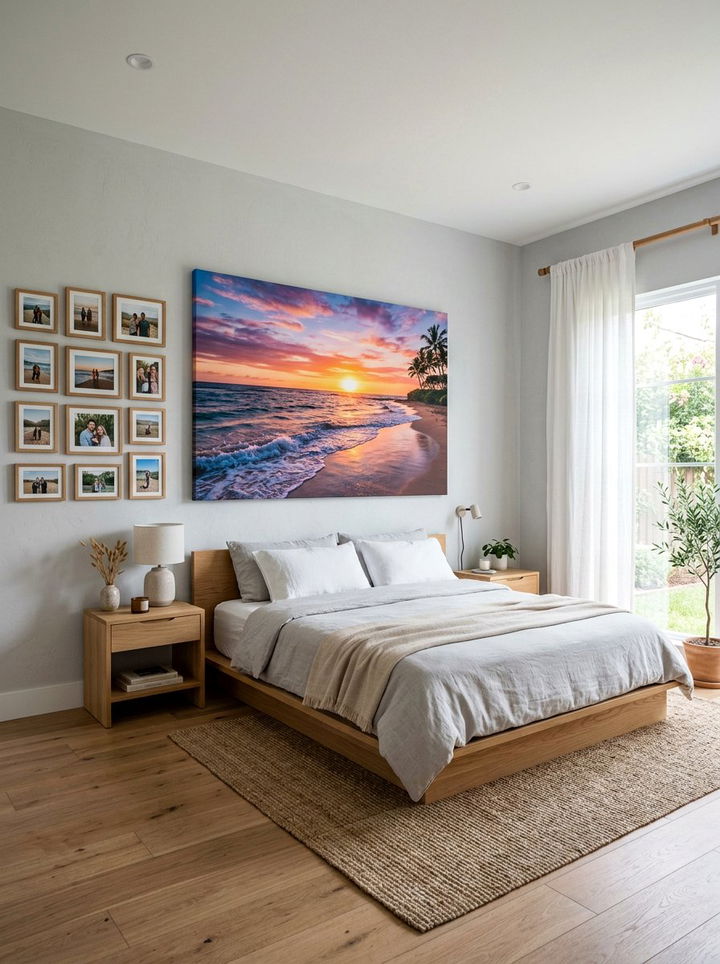 Large scale photo canvas - 30 bedroom memory wall ideas