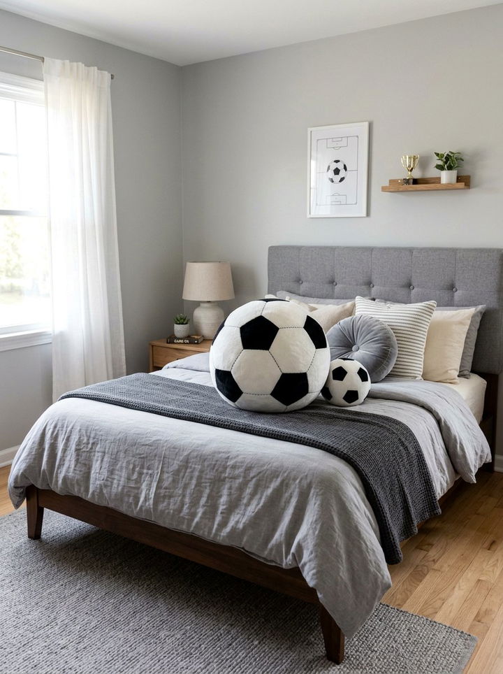 Large soccer ball pillow - 30 soccer bedroom ideas