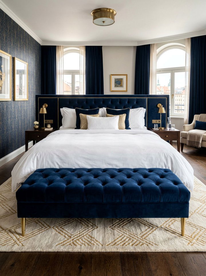 Large velvet ottoman bench - 30 bedroom ottomans