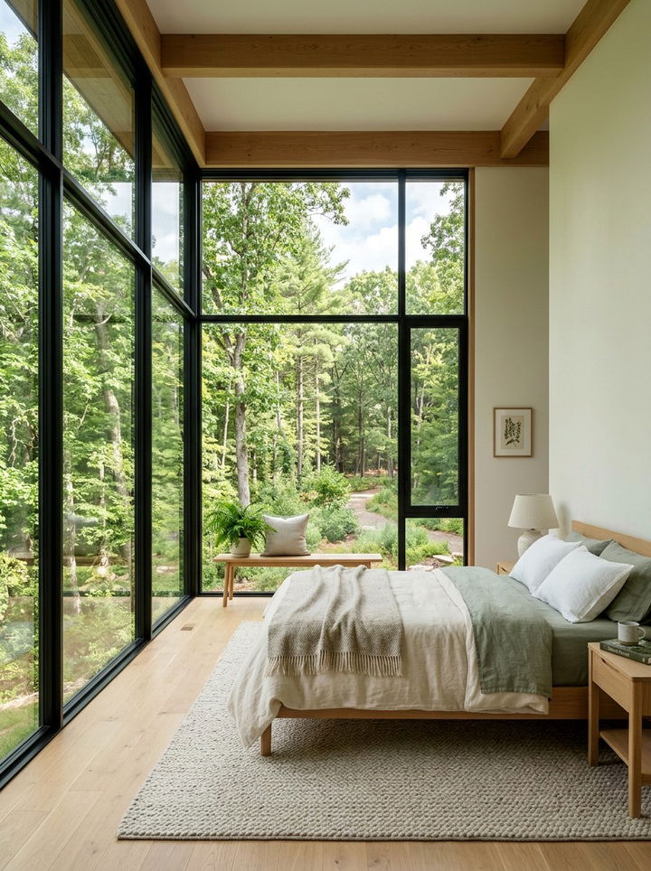 Large window nature view - 30 Japanese bedroom ideas