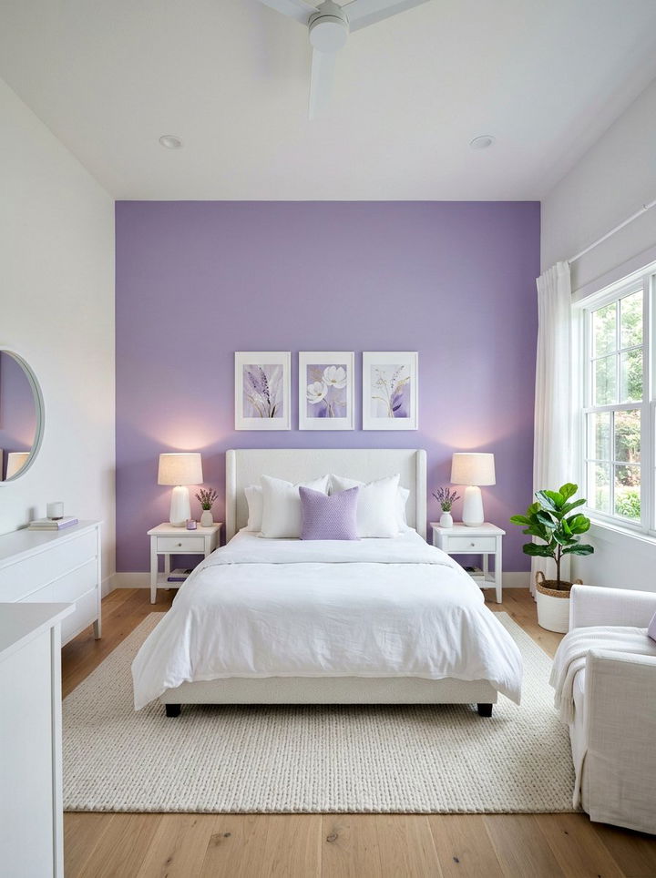 Lavender Accent Wall Bedroom - 30 lavender and white bedroom ideas