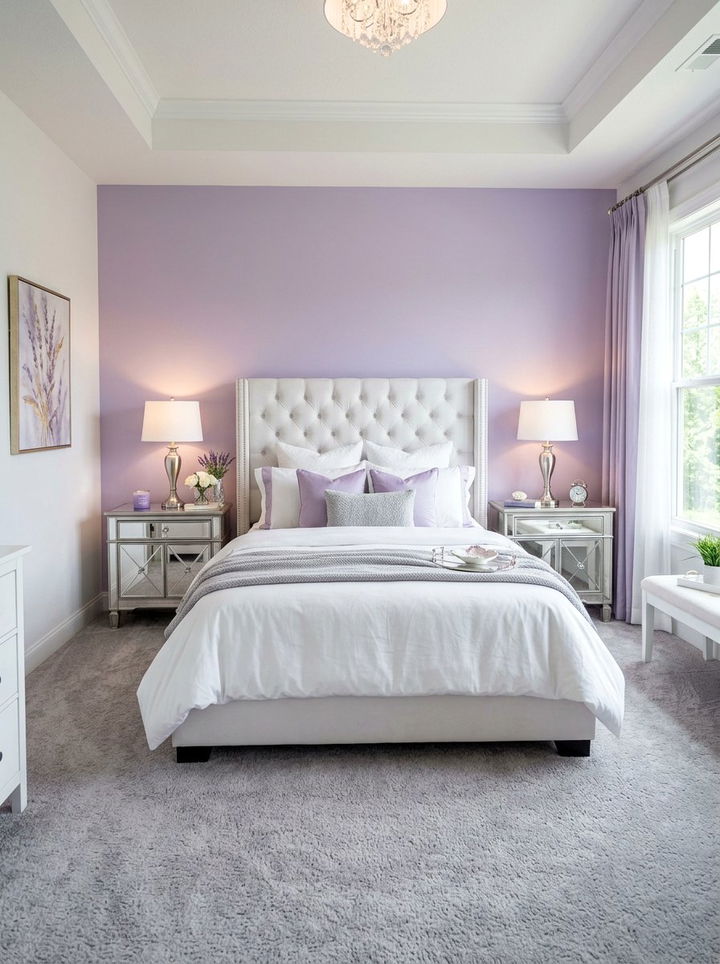 Lavender Accent Wall - 30 colorful bedroom accent wall ideas