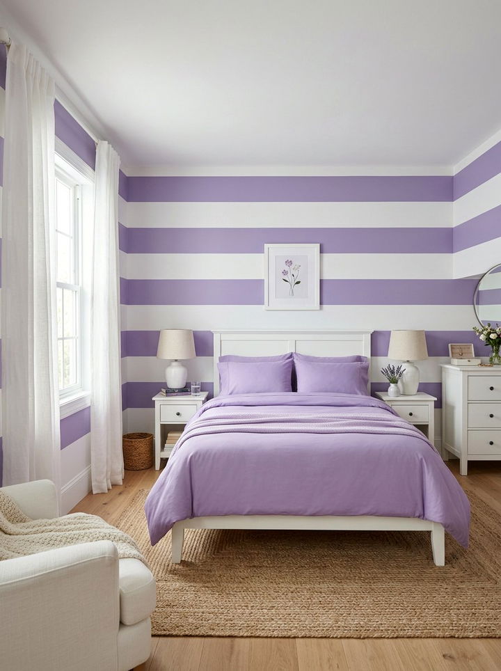 Lavender And White Striped Bedroom - 30 purple and white bedroom ideas