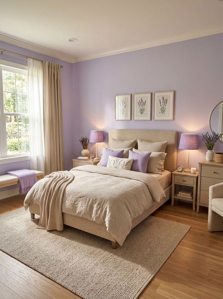 Lavender Beige Bedroom - 30 pastel purple bedroom ideas