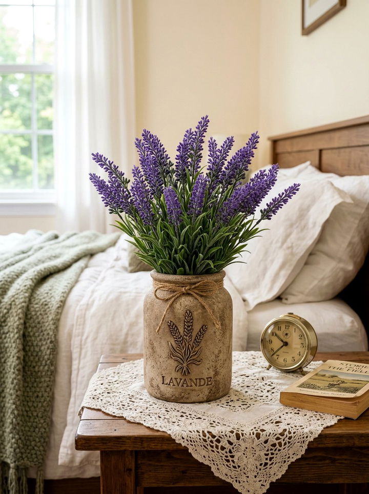 Lavender Bundle Vase - 30 bedroom faux flowers