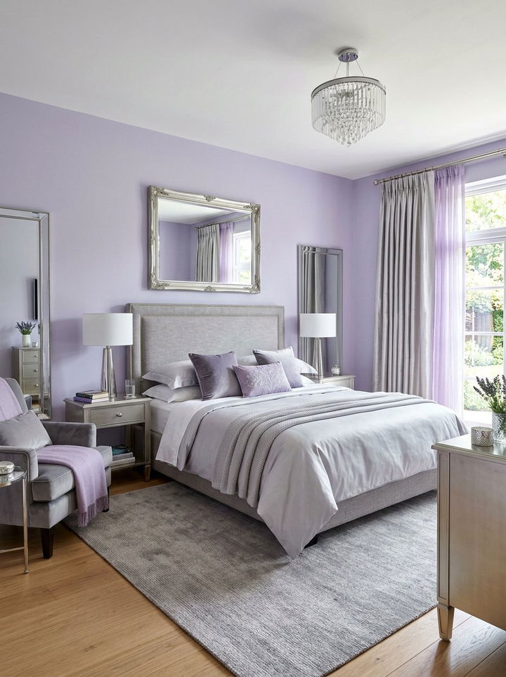 Lavender Grey Silver Bedroom - 30 tricolor bedroom ideas