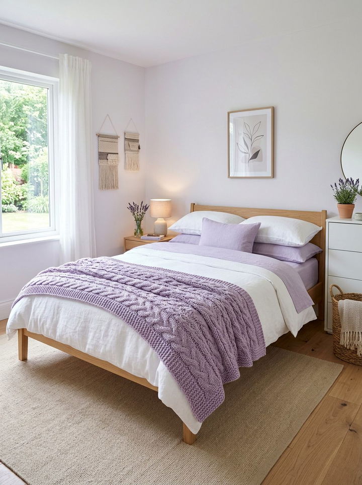 Lavender Knit Blanket - 30 bedroom knit blankets