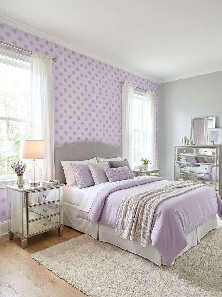 Lavender Polka Dot Wall - 30 bedroom polka dot walls