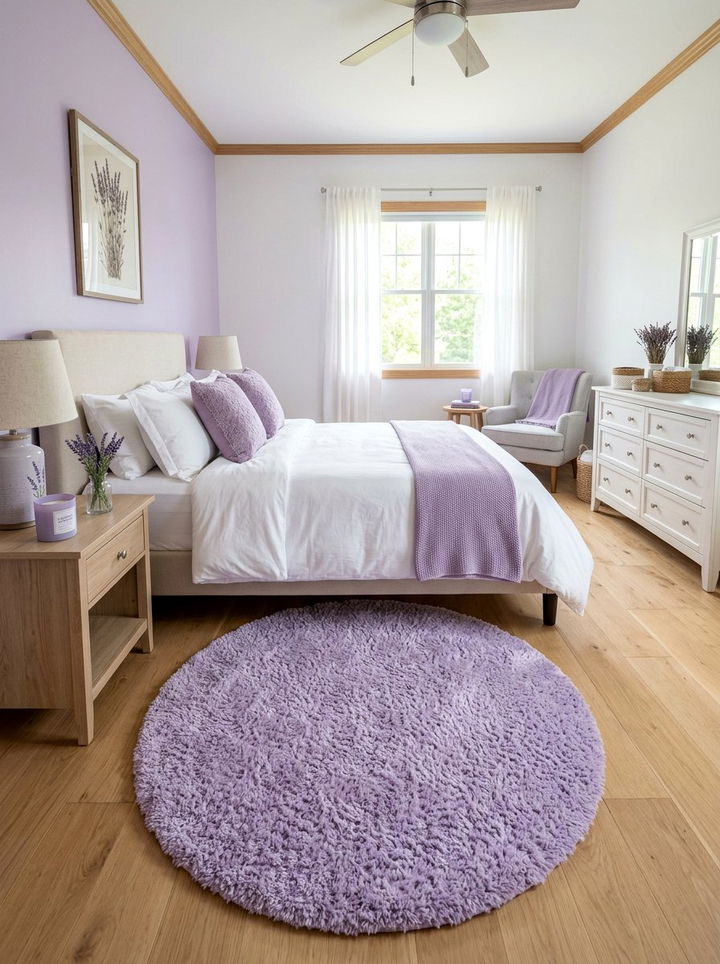 Lavender Round Plush Rug - 30 bedroom round rugs