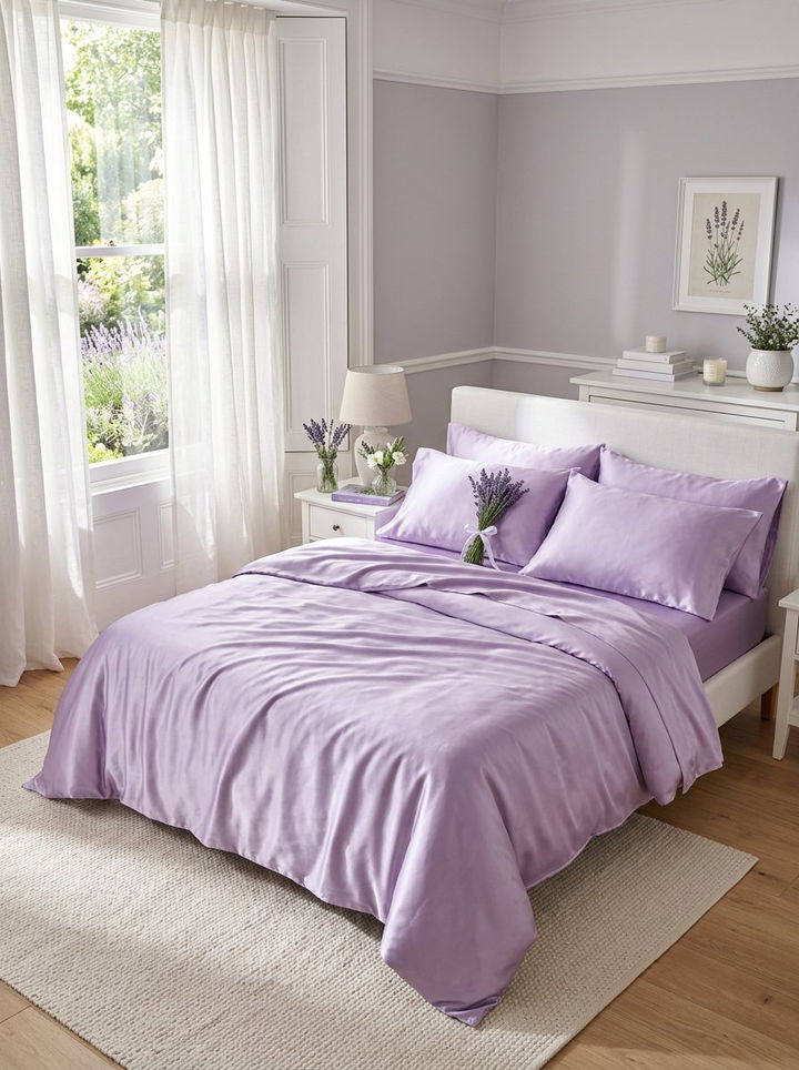 Lavender Satin Sheets - 30 satin bedroom ideas