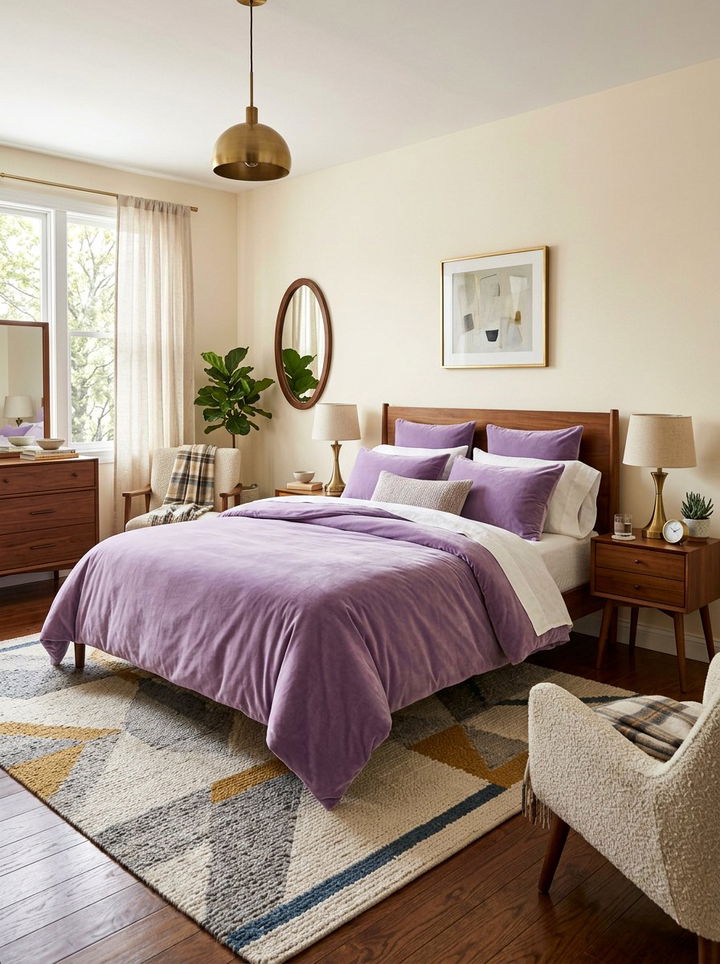 Lavender Velvet Bedding - 30 mid-century glam bedroom ideas
