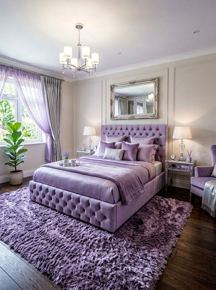 Lavender Velvet Bedroom - 30 pastel purple bedroom ideas
