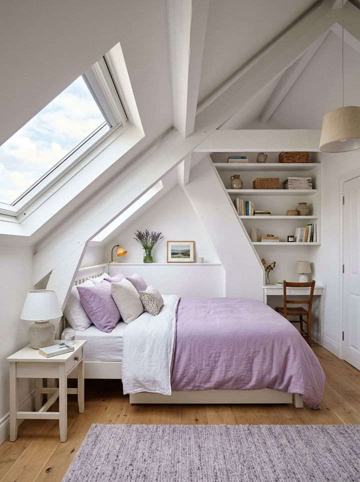 Lavender White Attic Bedroom - 30 lavender and white bedroom ideas
